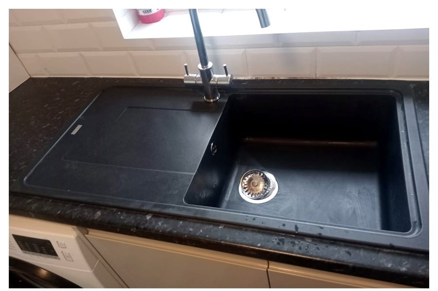 Granite composite sink after deep cleaning